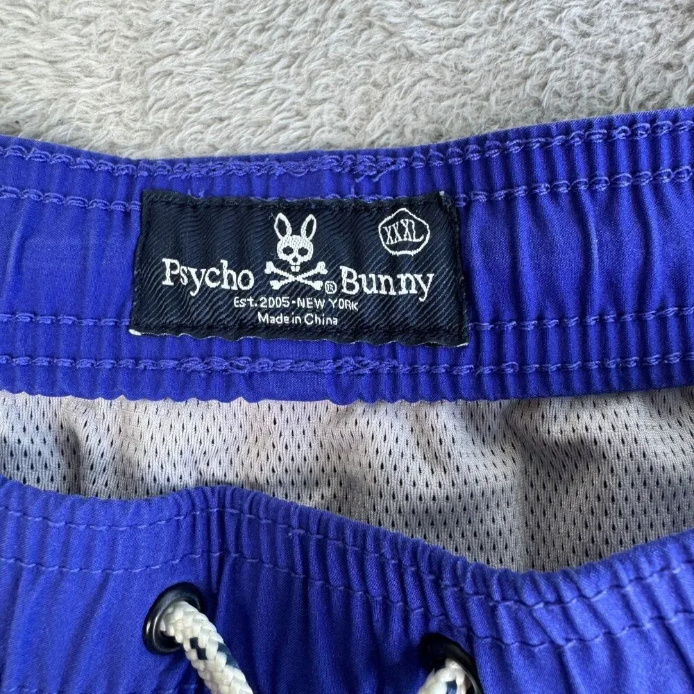 Psycho Bunny Swim Shorts Men's 3XL Blue Mesh Lined Surfing Logo Drawstring Waist